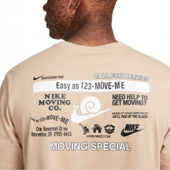 Nike Men’s Nike Sportswear Moving Company Graphic Tee - Tan M - Picture 13 of 14